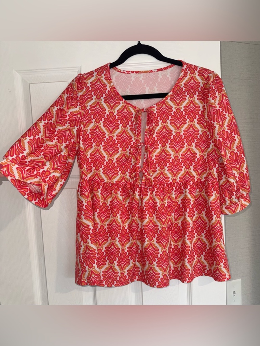 Women’s Pink Floral Tie-Front Top